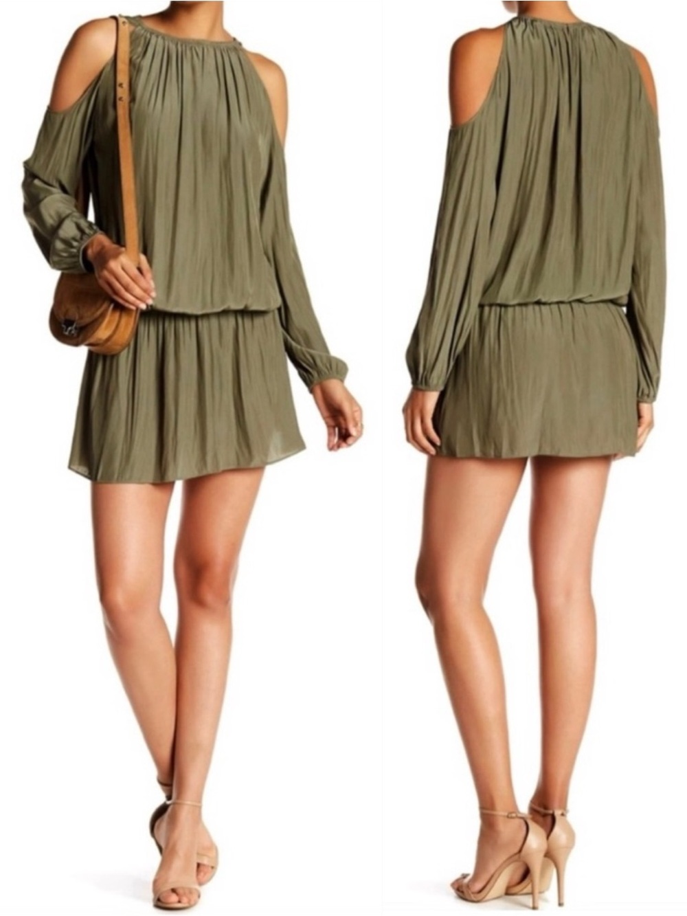 NWT Ramy Brook Olive Cold Shoulder Mini Dress Seen on TV